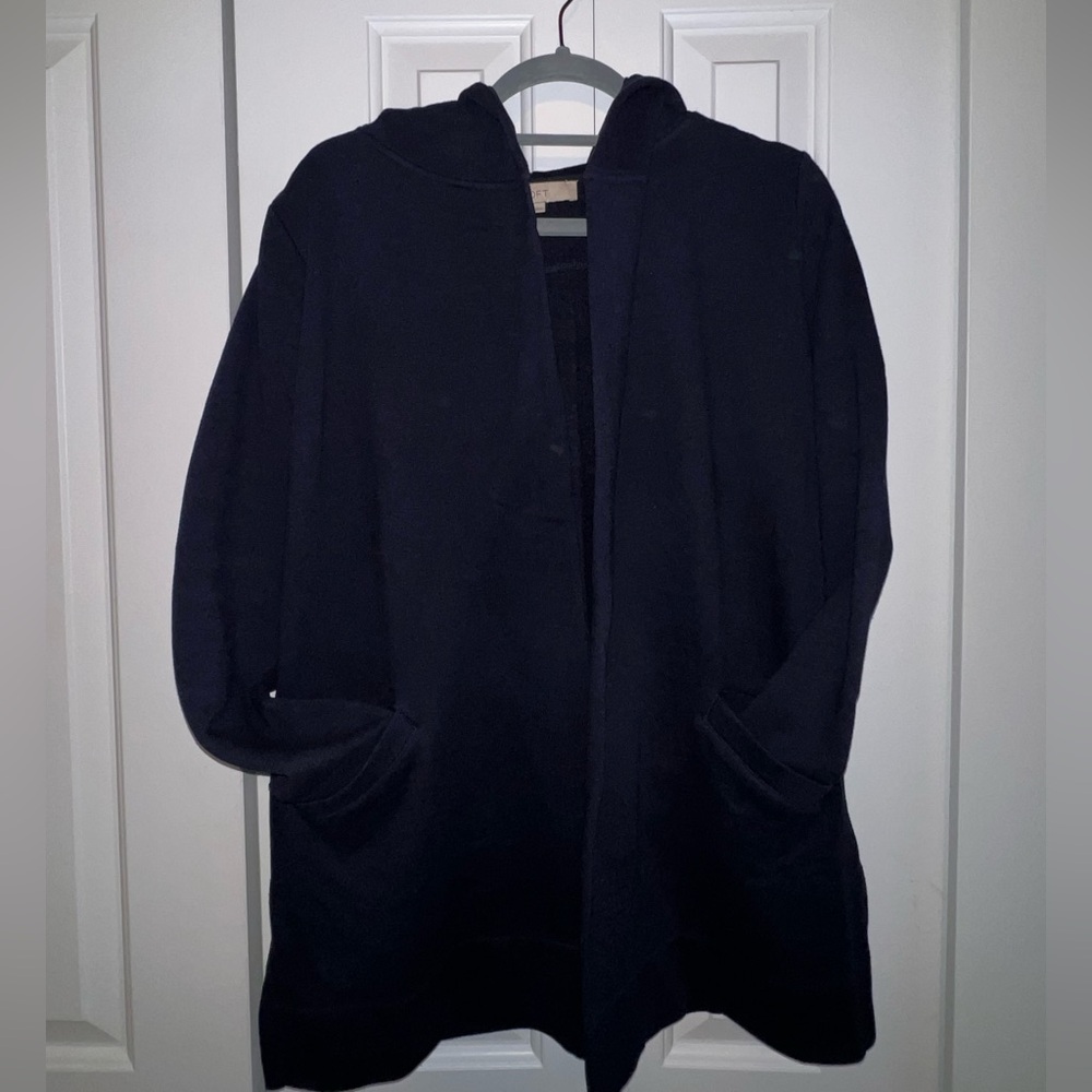 Ann Taylor Loft oversized XS open cardigan with hood